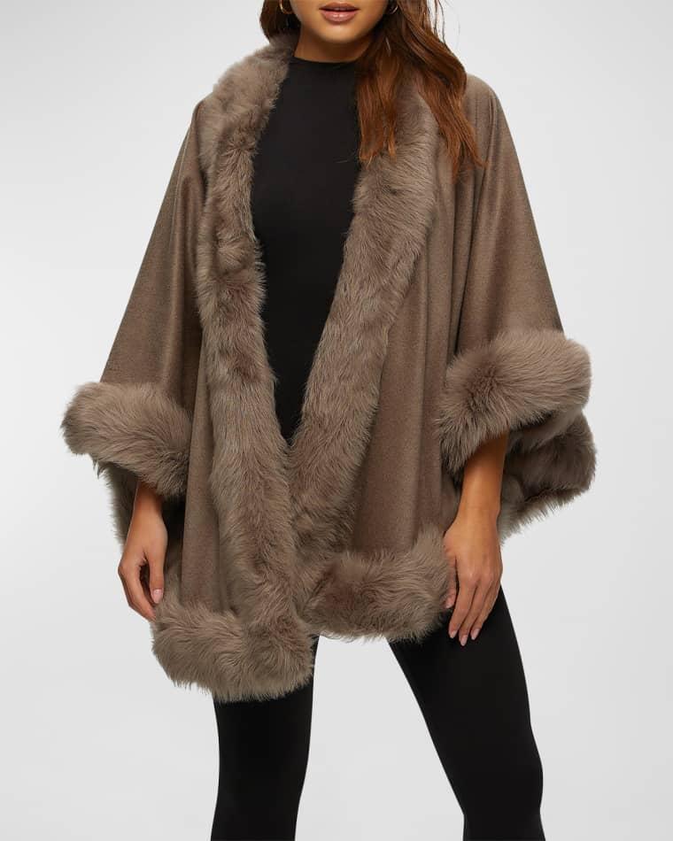 Cashmere Capelet with Lamb Shearling Trim by GORSKI