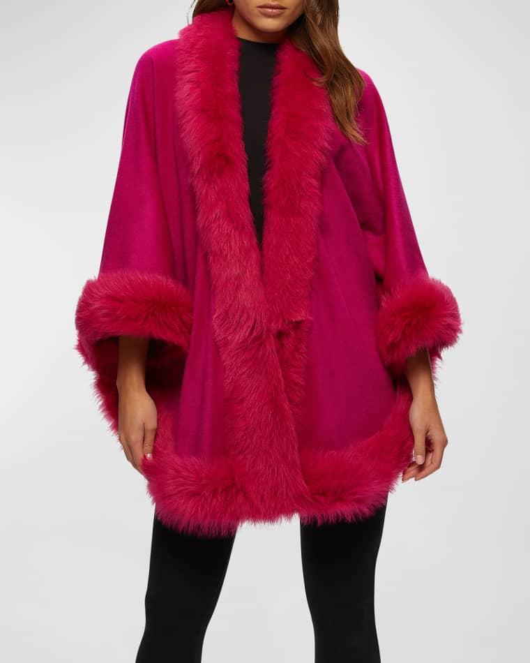 Cashmere Capelet with Lamb Shearling Trim by GORSKI