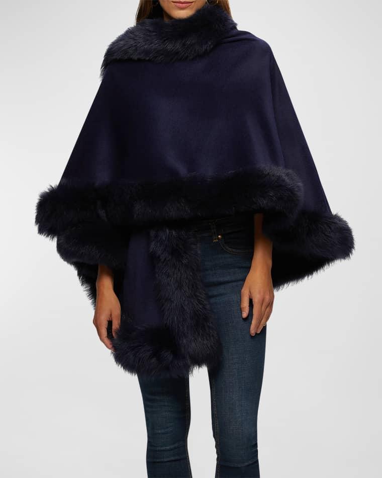 Cashmere Capelet with Lamb Shearling Trim by GORSKI