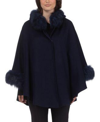 Cashmere & Wool Cape With Lamb Trim by GORSKI