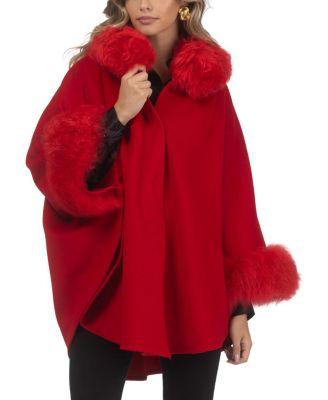 Cashmere & Wool Cape With Lamb Trim by GORSKI