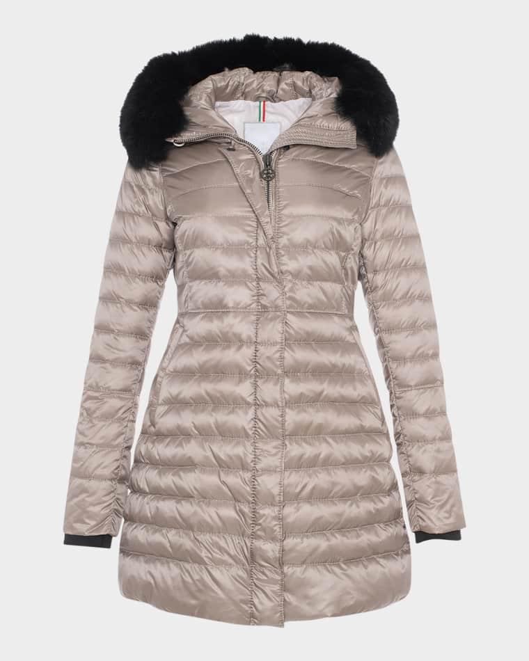 Down Apres-Ski Jacket with Detachable Toscana Lamb Hood Trim by GORSKI