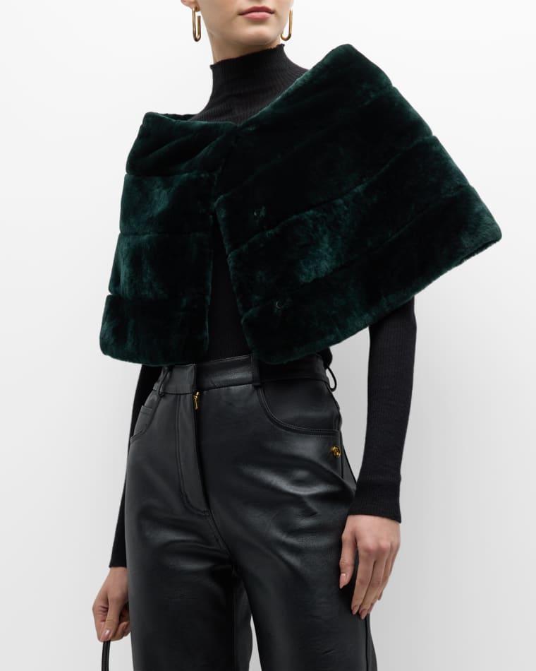 Horizontal Lamb Shearling Cape by GORSKI