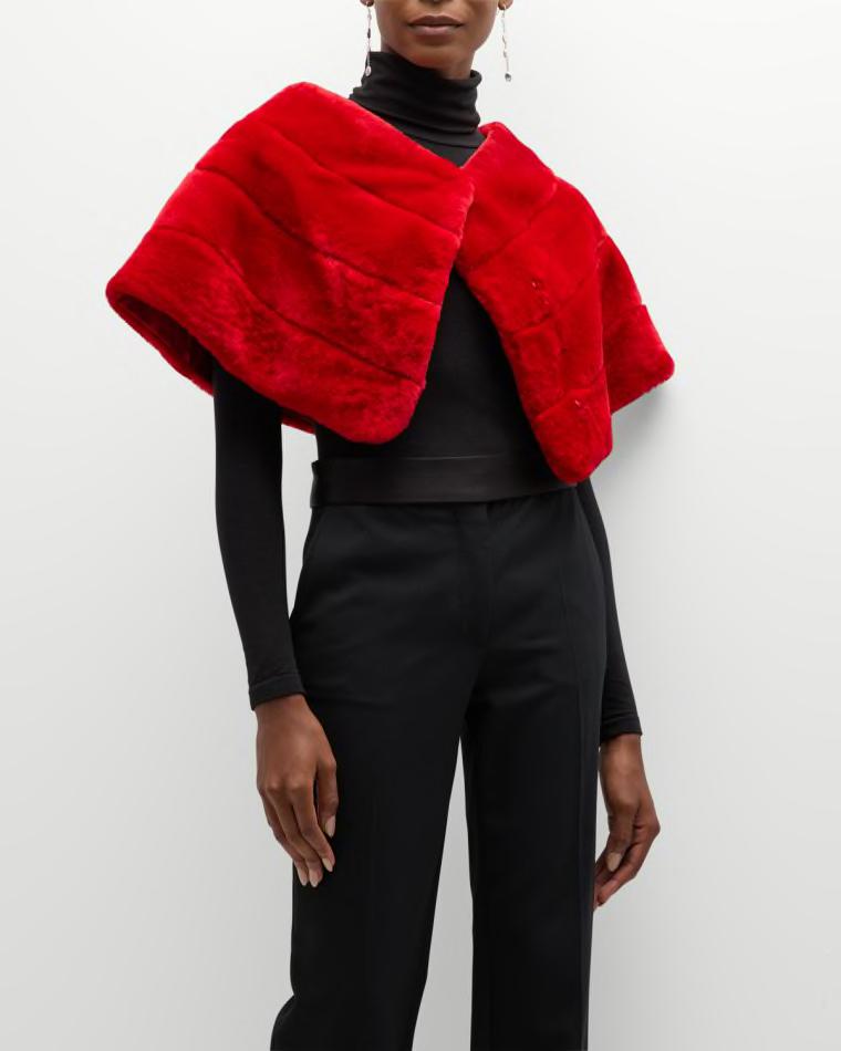Horizontal Lamb Shearling Cape by GORSKI