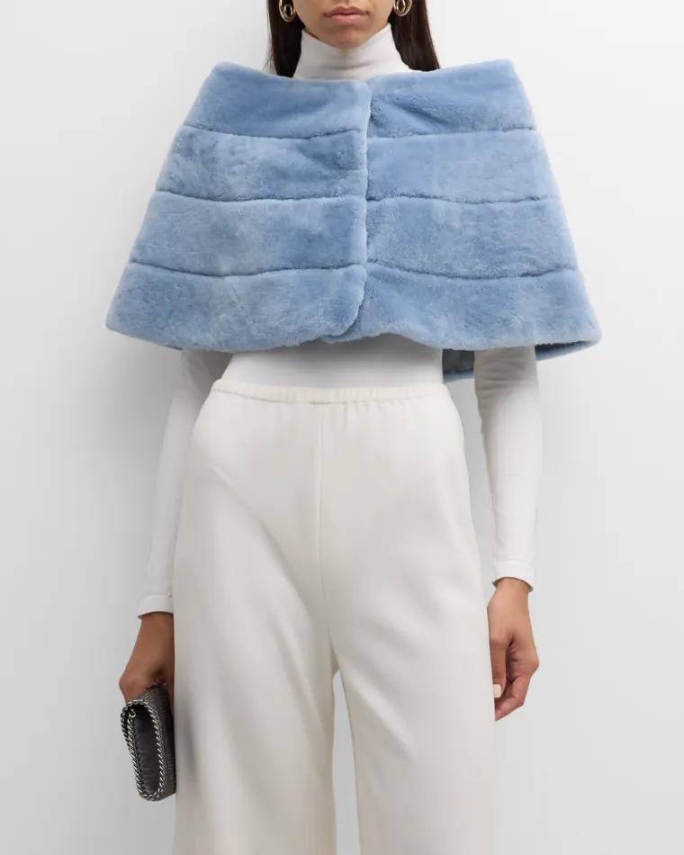 Horizontal Lamb Shearling Cape by GORSKI