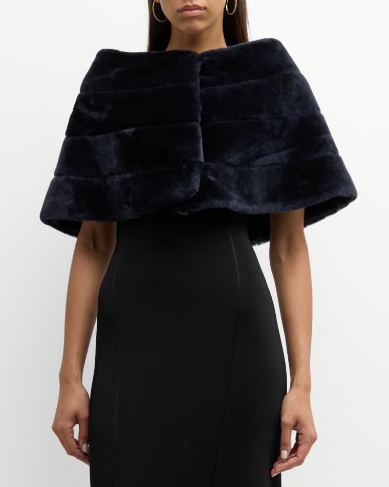 Horizontal Lamb Shearling Cape by GORSKI