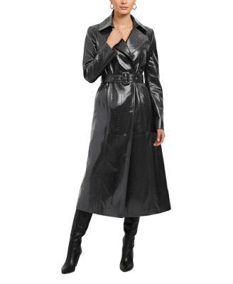 Metis Suede Python Printed Belted Trench Coat by GORSKI