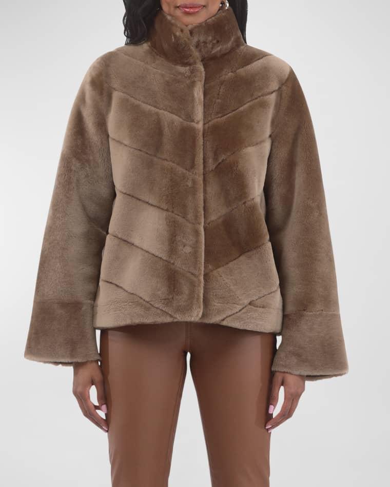 Reversible Chevron Lamb Shearling Jacket With Horizontal Sleeve by GORSKI
