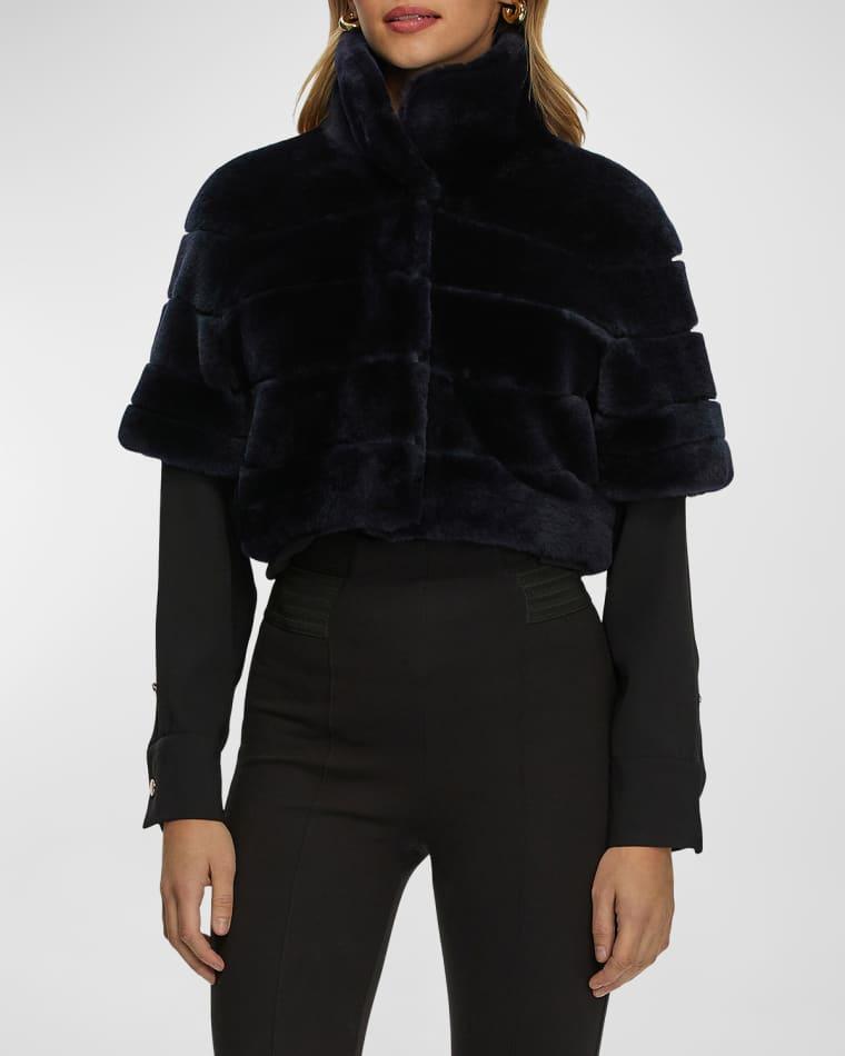 Reversible Lamb Shearling Bolero Jacket With Cropped Sleeves by GORSKI