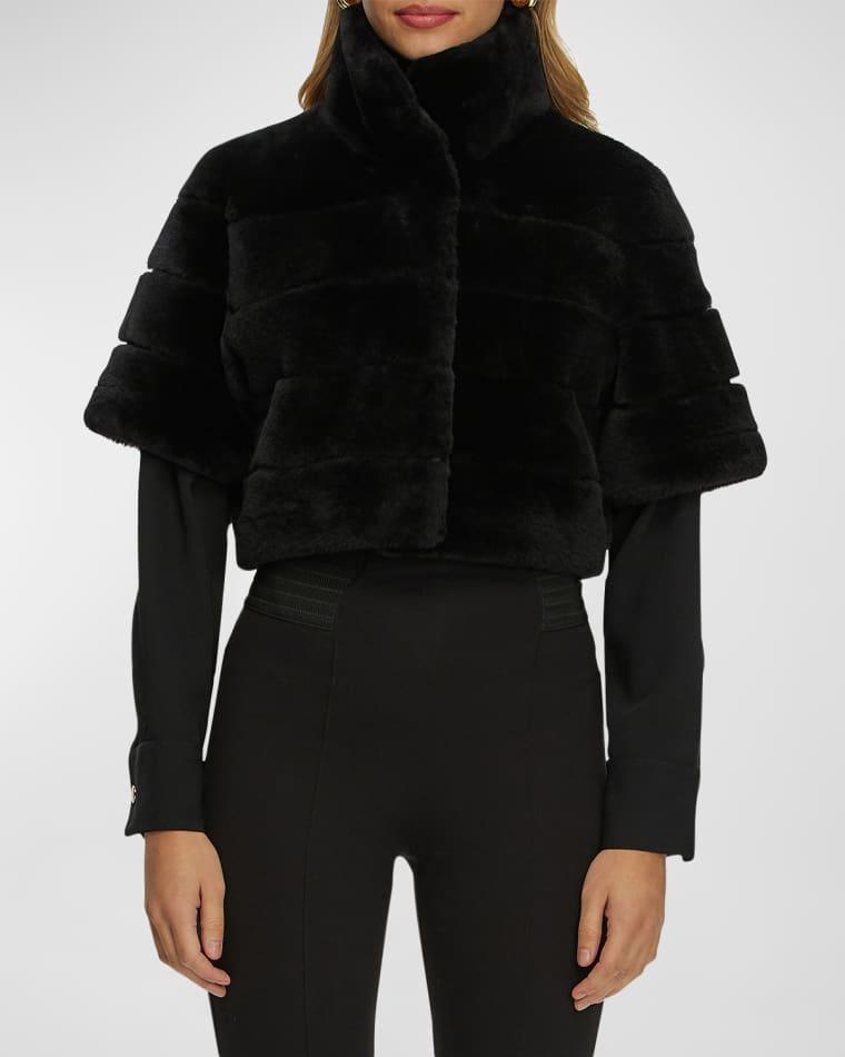 Reversible Lamb Shearling Bolero Jacket With Cropped Sleeves by GORSKI