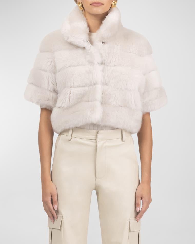 Reversible Merinillo Lamb Shearling Bolero Jacket With Cropped Sleeves by GORSKI