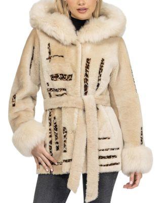 Reversible Shearling Parka with Shearling Hood Trim & Cuffs with Belt Coat by GORSKI