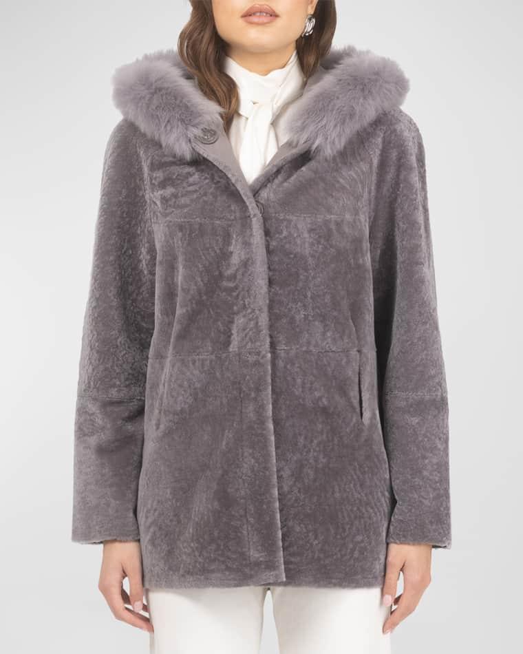 Reversible Textured Lamb Shearling Parka With Merinillo Lamb Shearling Trim by GORSKI