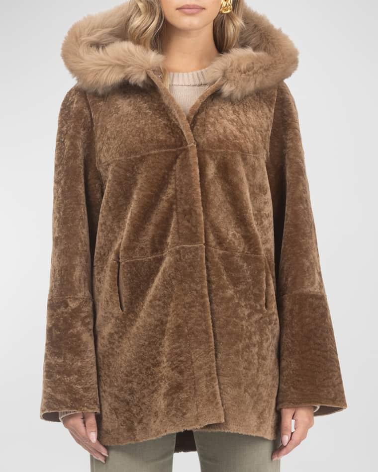 Reversible Textured Lamb Shearling Parka With Merinillo Lamb Shearling Trim by GORSKI