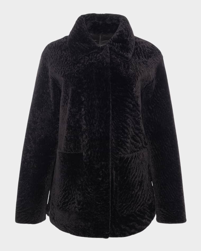 Reversible Textured Shearling Lamb Jacket by GORSKI