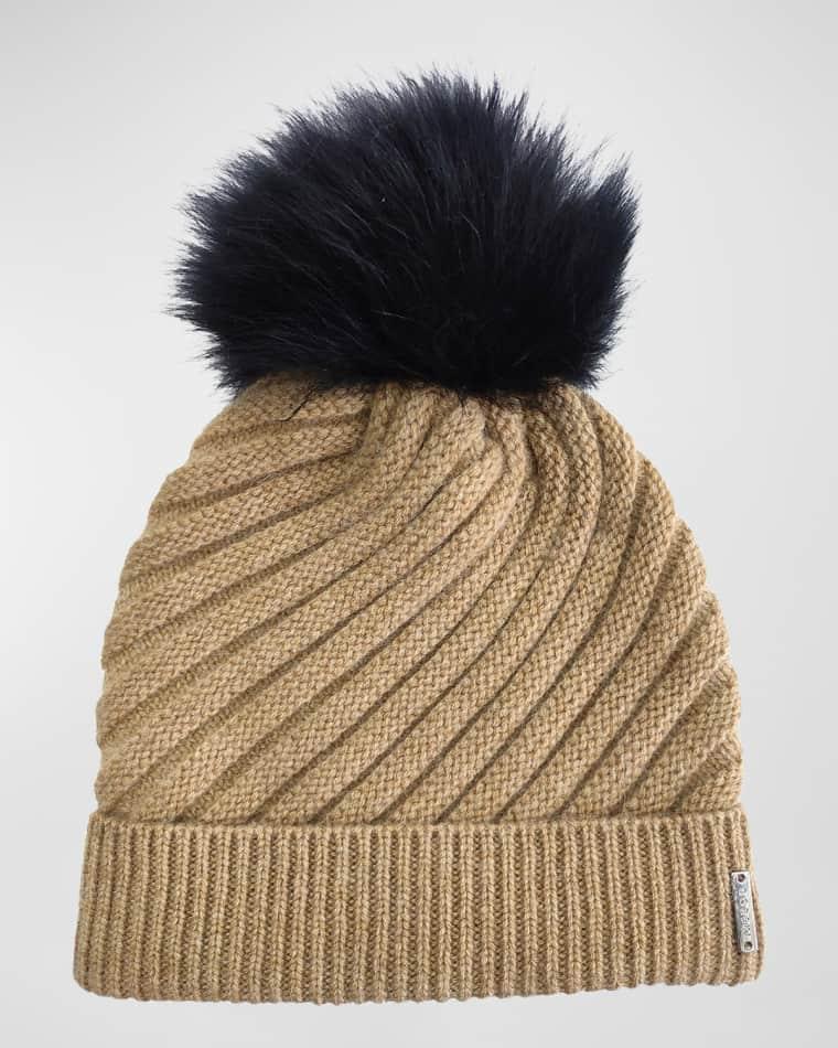 Select Cashmere Beanie with Lamb Shearling Pom by GORSKI