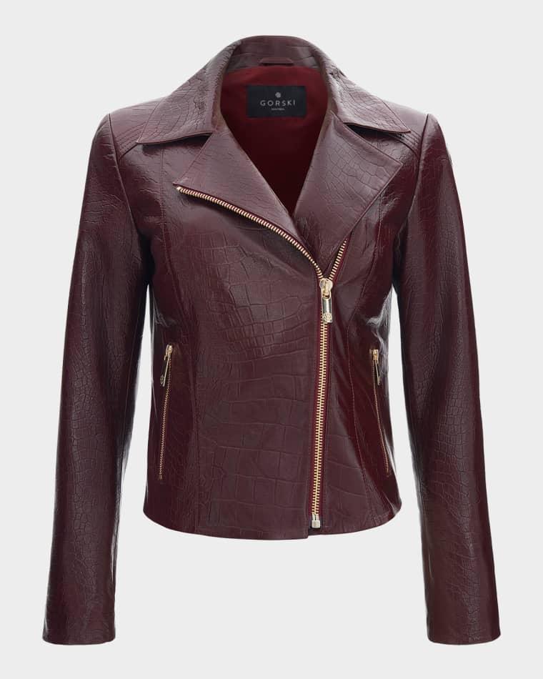 Select Leather Croco-Embossed Moto Jacket by GORSKI