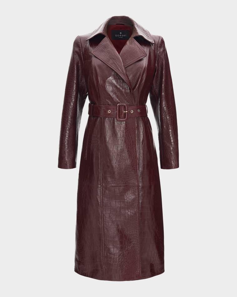Select Leather Croco-Embossed Trench Coat by GORSKI