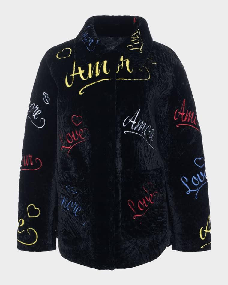 Select Shearling Lamb Love Embroidered Jacket by GORSKI