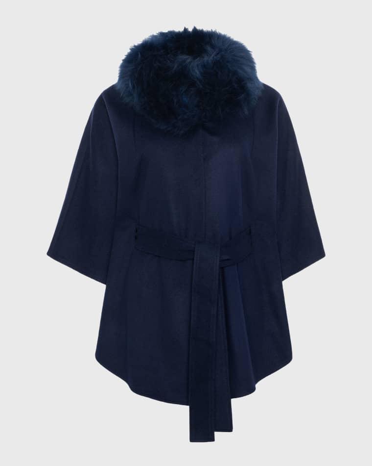 Select Wool Belted Cape with Select Lamb Collar by GORSKI