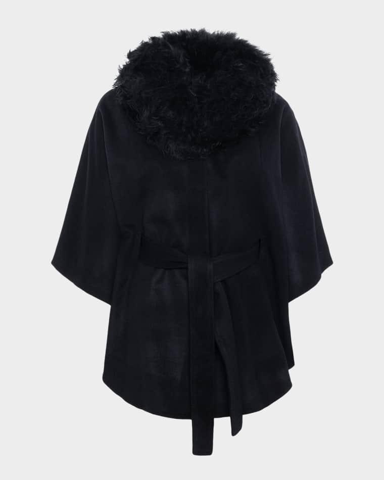 Select Wool Belted Cape with Select Lamb Collar by GORSKI