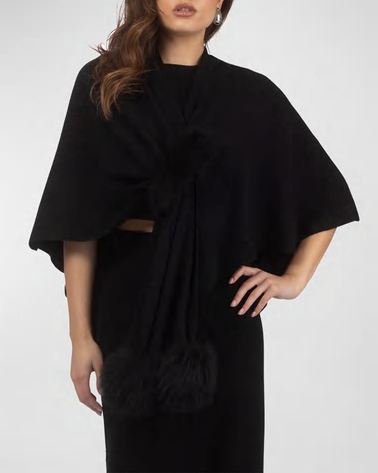 Select Wool Capelet With Lamb Shearling Poms by GORSKI