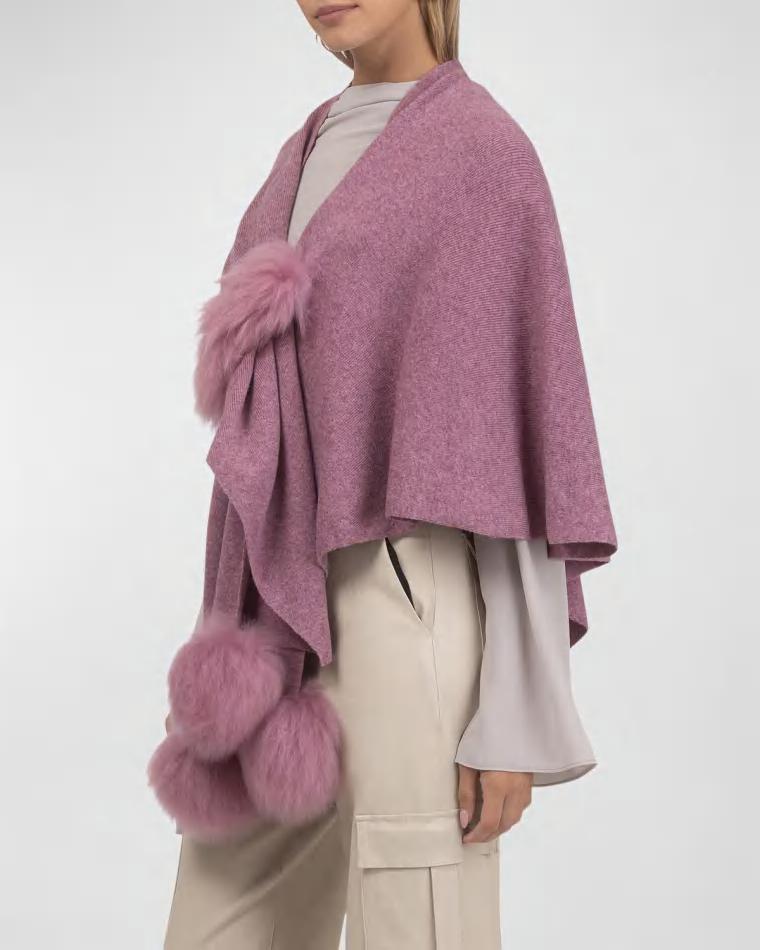 Select Wool Capelet With Lamb Shearling Poms by GORSKI