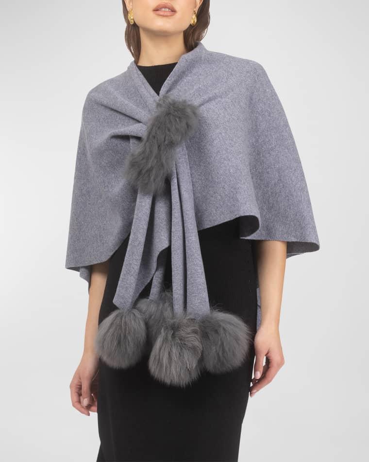 Select Wool Capelet With Lamb Shearling Poms by GORSKI
