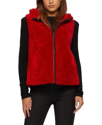 Shearling Lamb Zip Vest Hooded Reversible To Taffeta by GORSKI