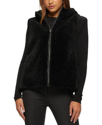 Shearling Lamb Zip Vest Hooded Reversible To Taffeta by GORSKI