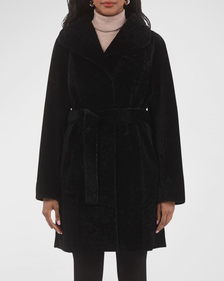 Textured Lamb Shearling Reversible Stroller Coat With Belt by GORSKI