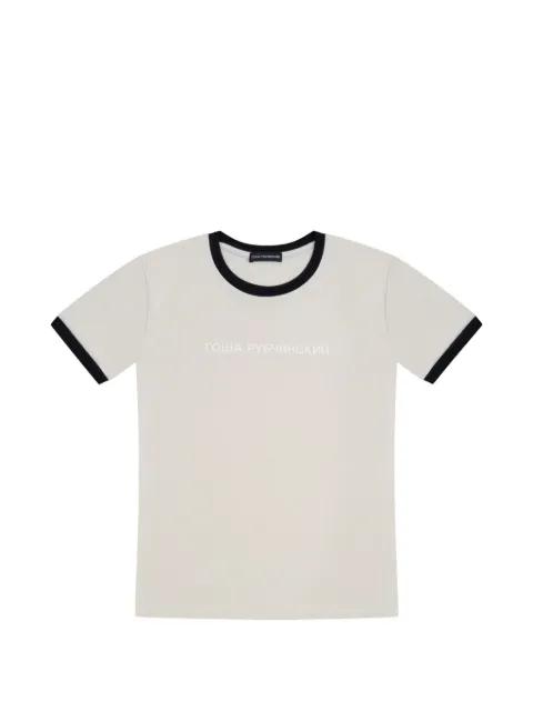 logo-print contrast-trim T-shirt by GOSHA RUBCHINSKIY