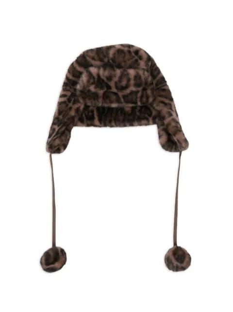 pompom-detail leopard-pattern beanie by GOTHA