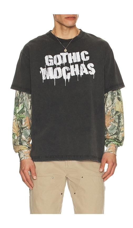 Gothicmochas Stencil Spray Layered Long Sleeve Tee in Black by GOTHICMOCHAS