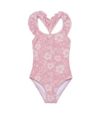 Girls' California Dreams Textured Square Neck Ruffle One Piece - Little Kid by GOTTEX KIDS