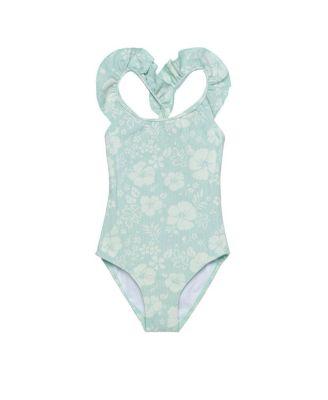 Girls' California Dreams Textured Square Neck Ruffle One Piece - Little Kid by GOTTEX KIDS