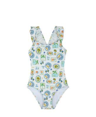 Girls' Capri Vibes Square Neck Ruffle One Piece - Little Kid by GOTTEX KIDS