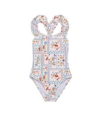 Girls' Floral Soul Textured Square Neck Ruffle One Piece - Little Kid by GOTTEX KIDS