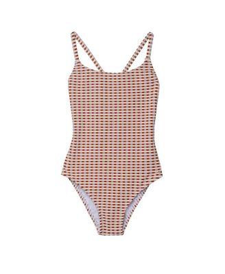 Girls' Forever Gingham Textured Criss Cross Back Adjustable One Piece - Little Kid by GOTTEX KIDS