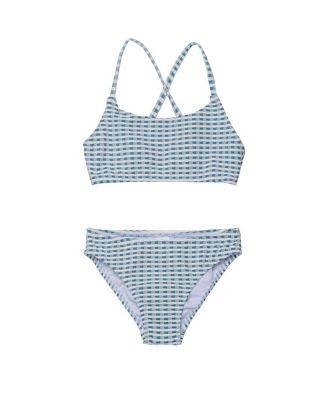 Girls' Forever Gingham Textured Criss Cross Strap Swim Set - Little Kid by GOTTEX KIDS