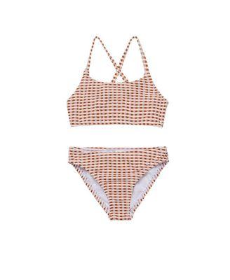 Girls' Forever Gingham Textured Criss Cross Strap Swim Set - Little Kid by GOTTEX KIDS