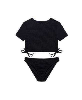Girls' Freya Rib Short Sleeve Side Tie Swim Set - Little Kid by GOTTEX KIDS