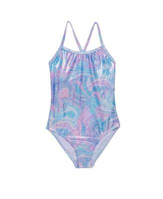 Girls' Marble Sparkle Criss Cross Back One Piece - Little Kid by GOTTEX KIDS