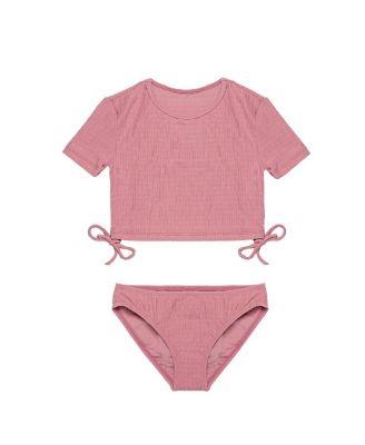 Girls' Neapolitan Textured Short Sleeve Side Tie Swim Set - Little Kid by GOTTEX KIDS