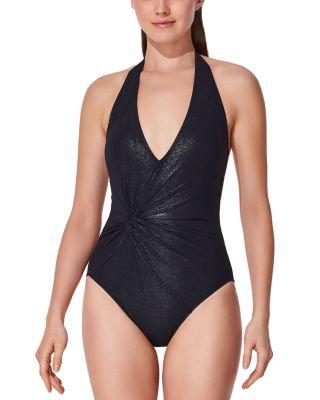 Pretty Woman Halter Deep Plunge One Piece Swimsuit by GOTTEX