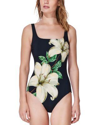 Yuri Flower Square Neck One Piece Swimsuit by GOTTEX