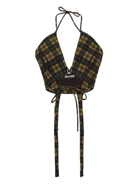 checked halterneck top by GRACE ELWOOD