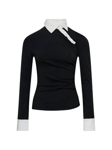 polo-collar draped-detail top by GRACE ELWOOD