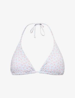 Bow-Print Triangle Bikini Top by GRACEJACOB