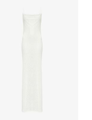 Luna Snow criss-cross mesh maxi dress by GRACEJACOB